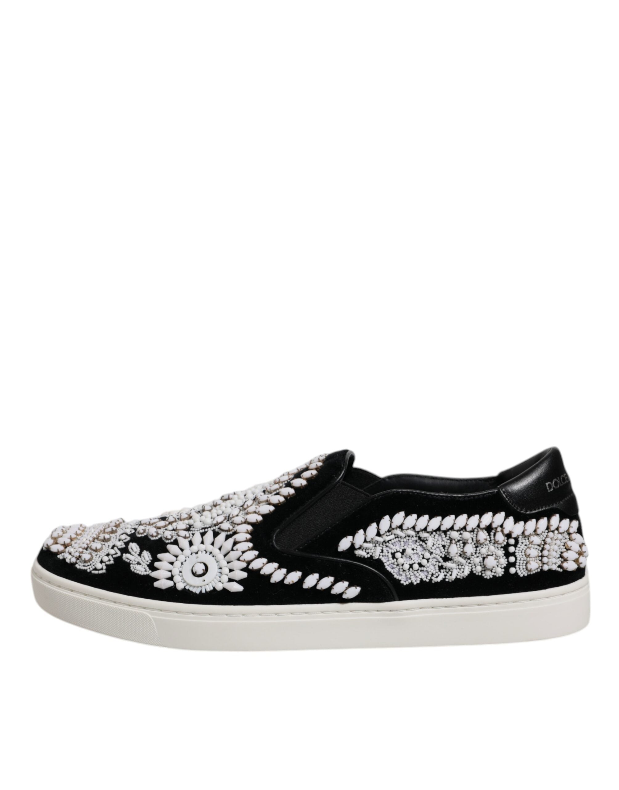 Black Embellished London Men Slip On Shoes - ventzia