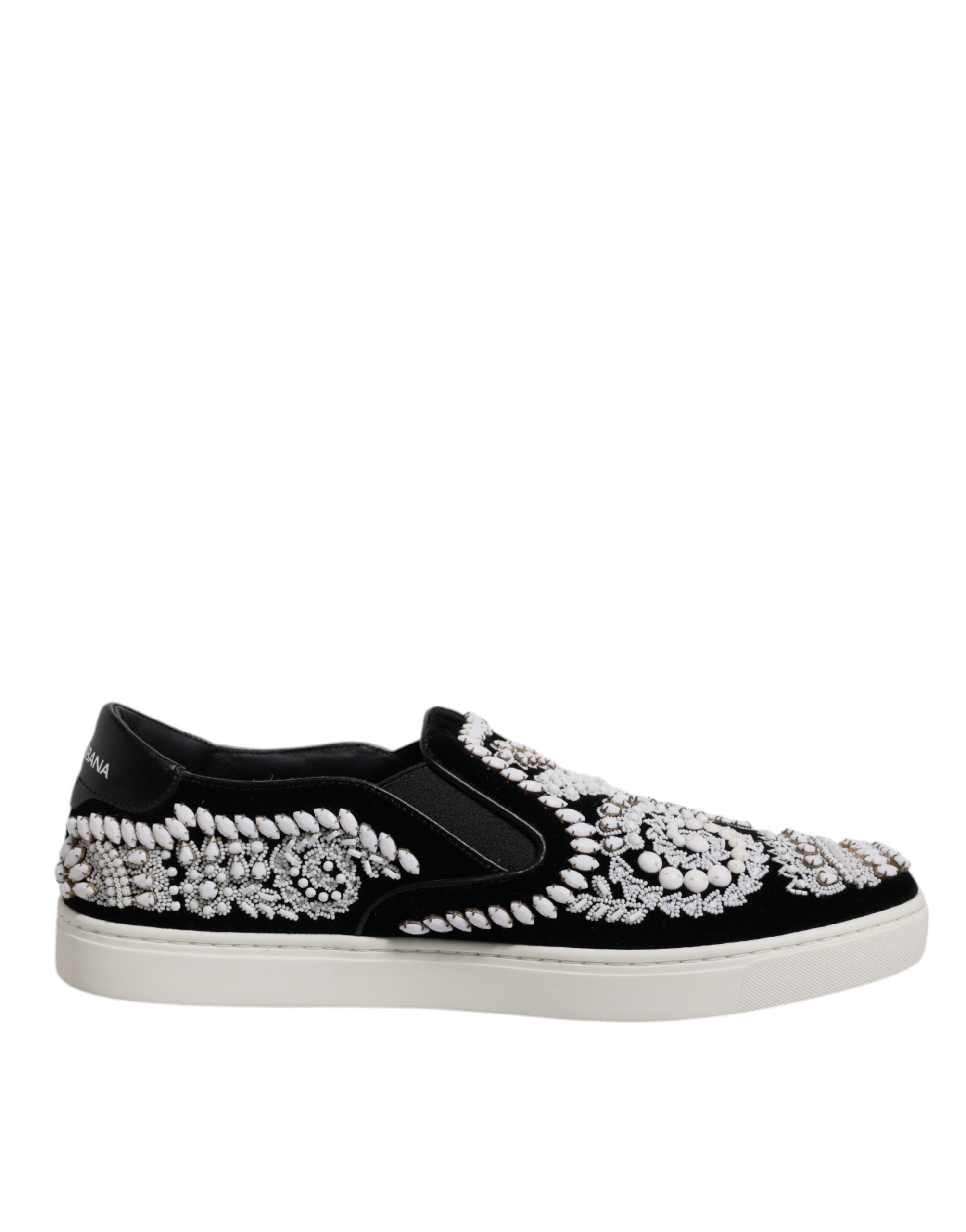Black Embellished London Men Slip On Shoes - ventzia