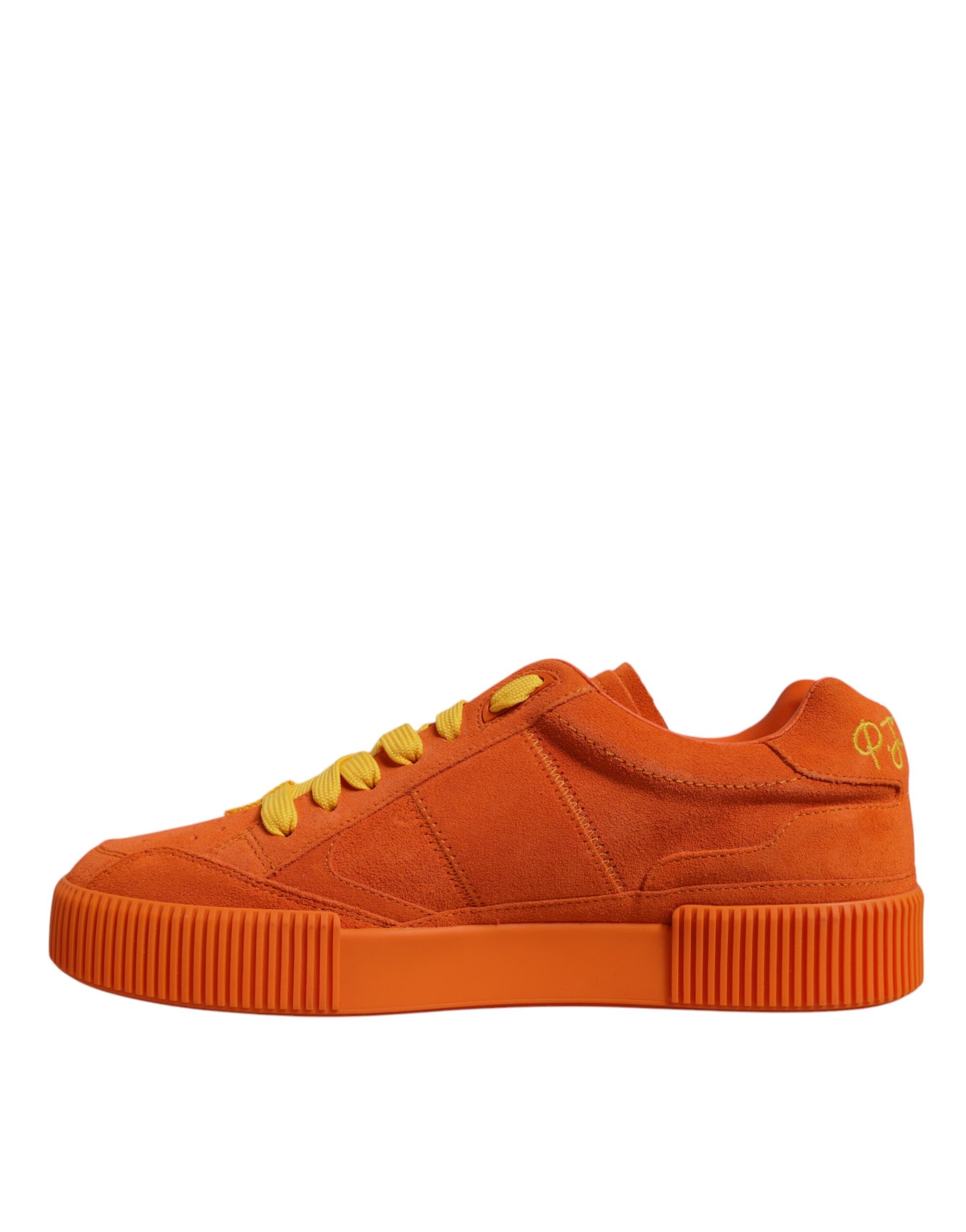 Orange Miami Leather Low Top Sneakers Shoes - ventzia
