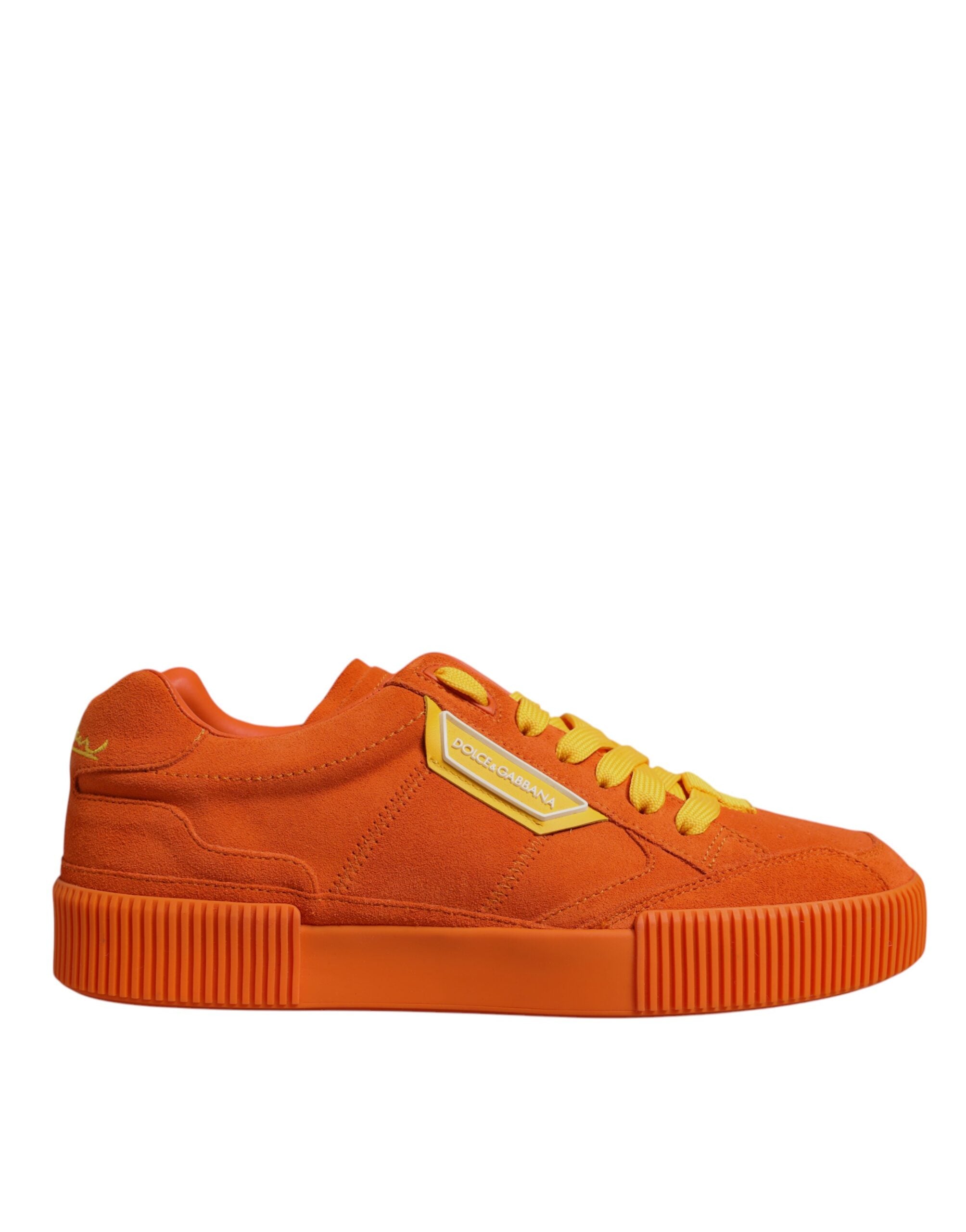 Orange Miami Leather Low Top Sneakers Shoes - ventzia