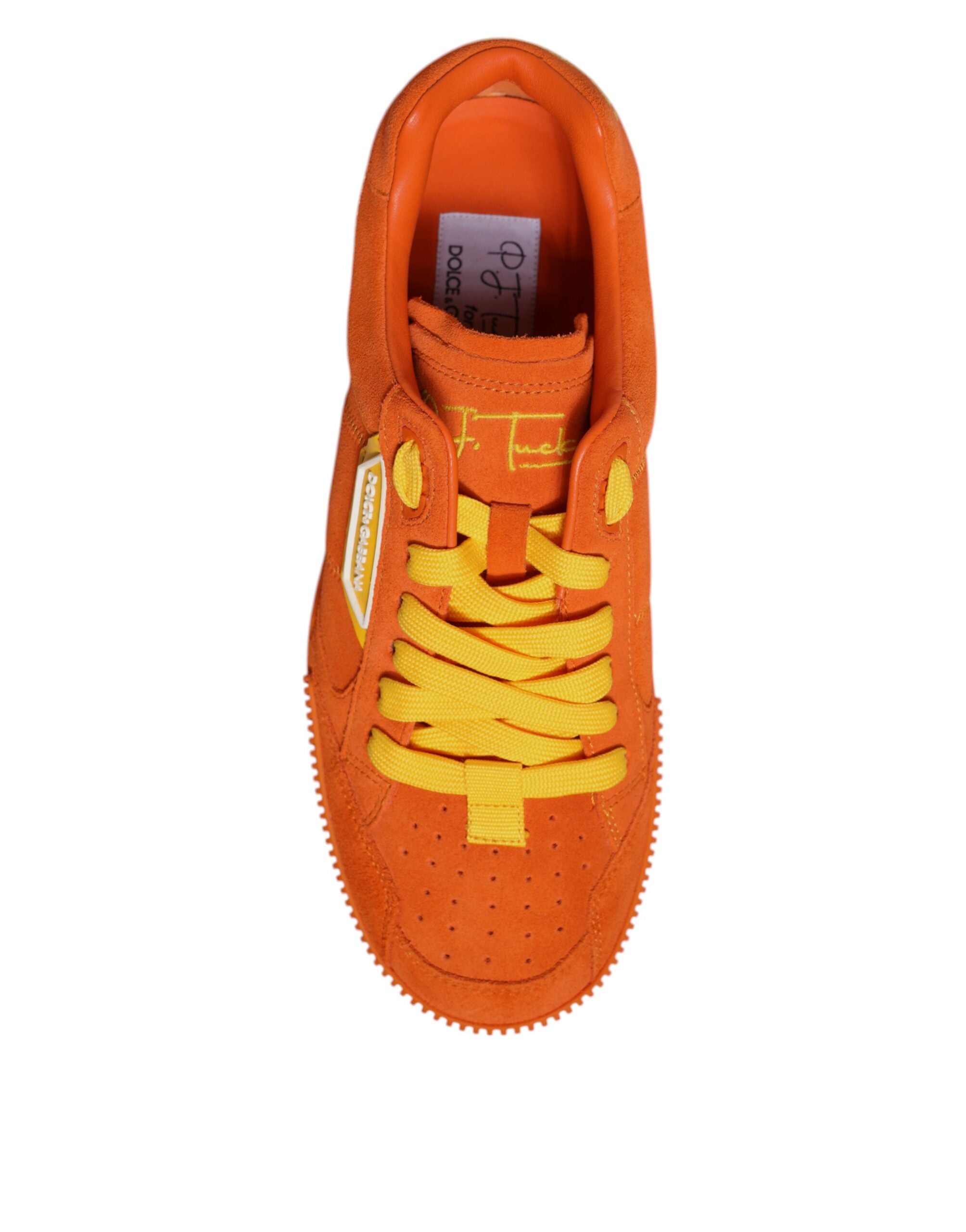 Orange Miami Leather Low Top Sneakers Shoes - ventzia