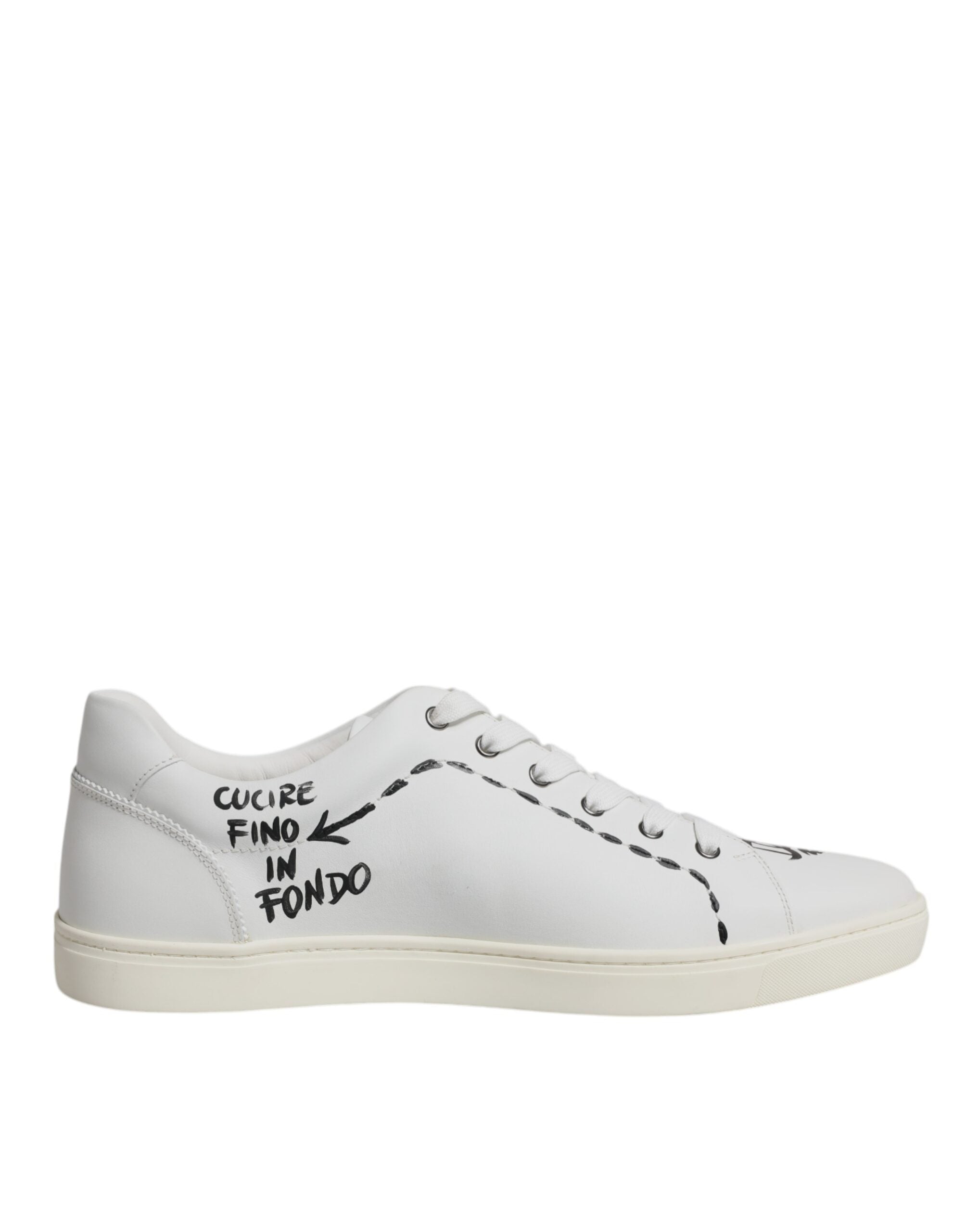 White Leather Milano Low Top Sneakers Shoes - ventzia