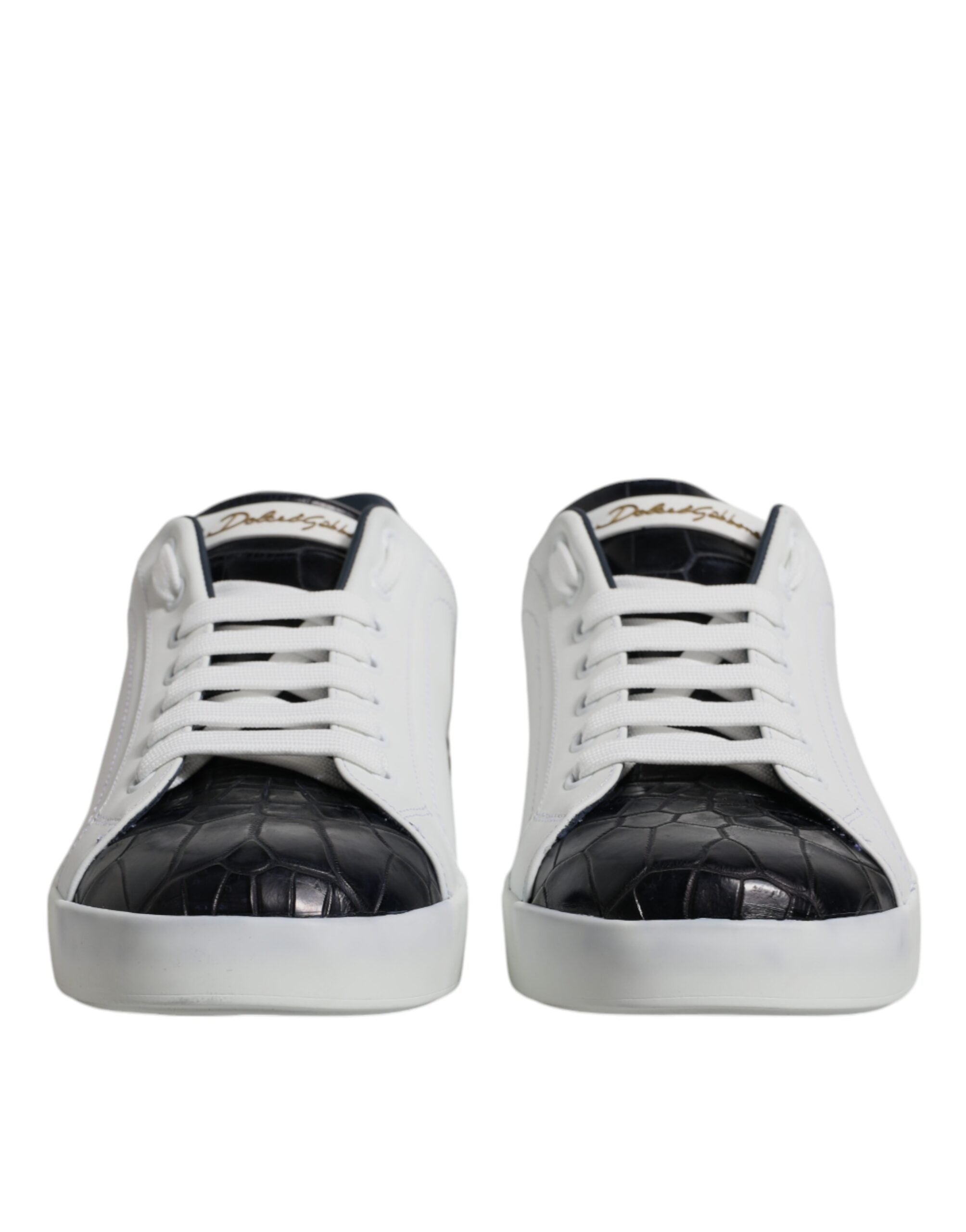White Black Leather Portofino Sneakers Shoes - ventzia