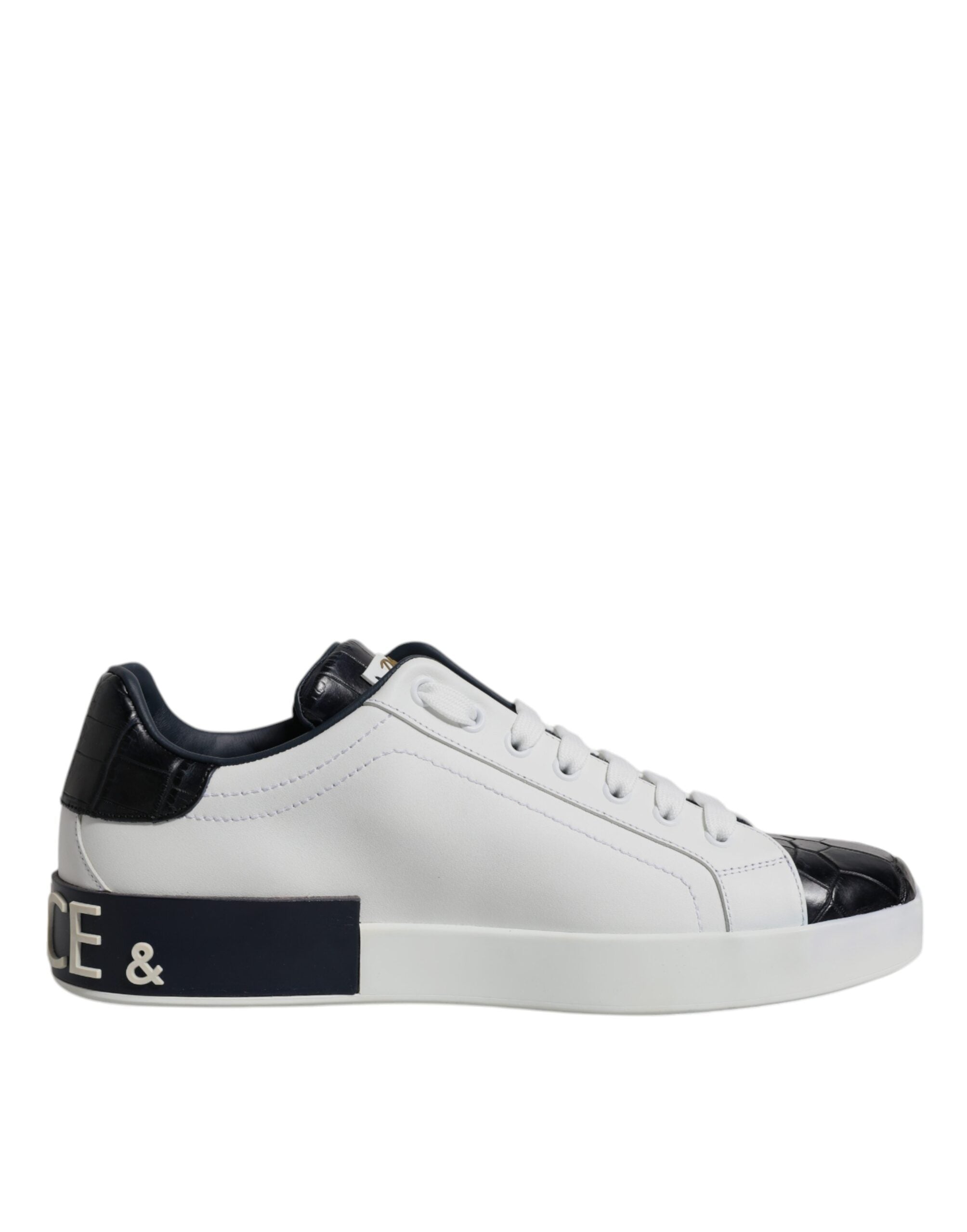 White Black Leather Portofino Sneakers Shoes - ventzia