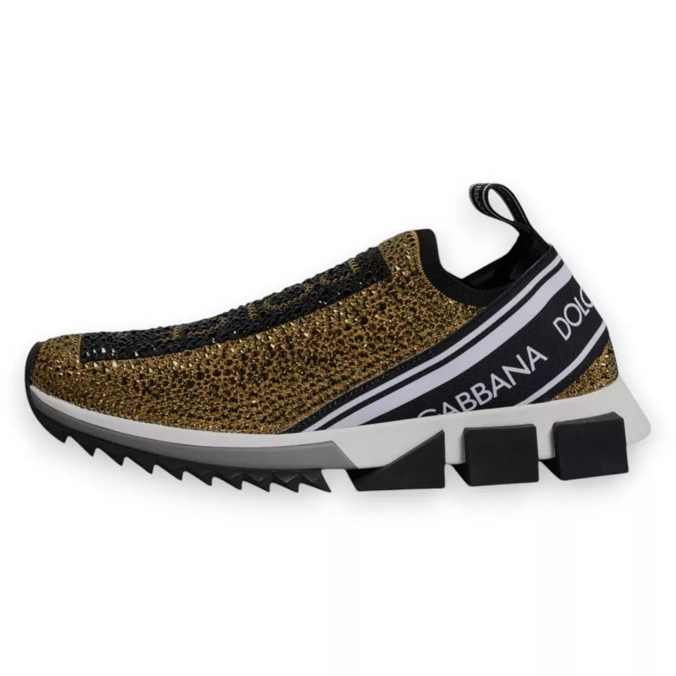 Gold Rhinestones Sorrento Sneakers Shoes - ventzia