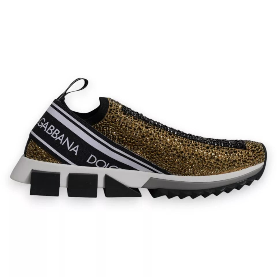 Gold Rhinestones Sorrento Sneakers Shoes - ventzia