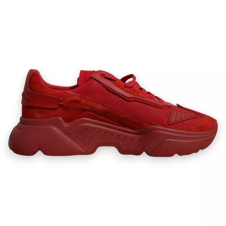 Red Leather Daymaster Low Top Sneakers Shoes - ventzia