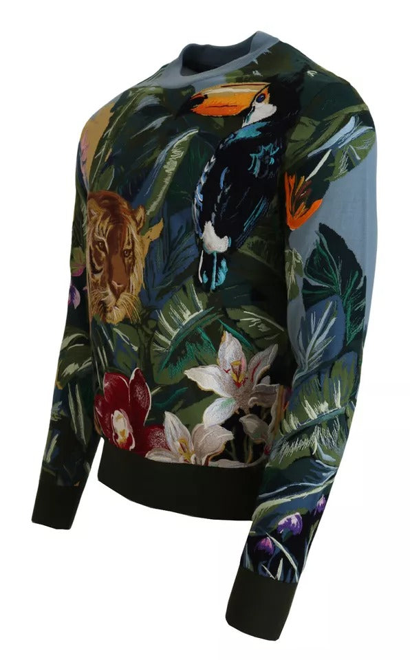 Jungle Wool Silk Pullover Logo Sweater - ventzia