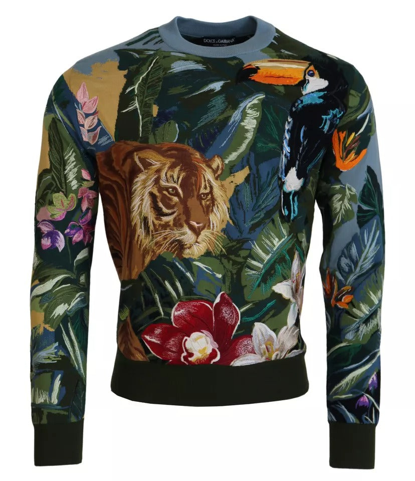 Jungle Wool Silk Pullover Logo Sweater - ventzia