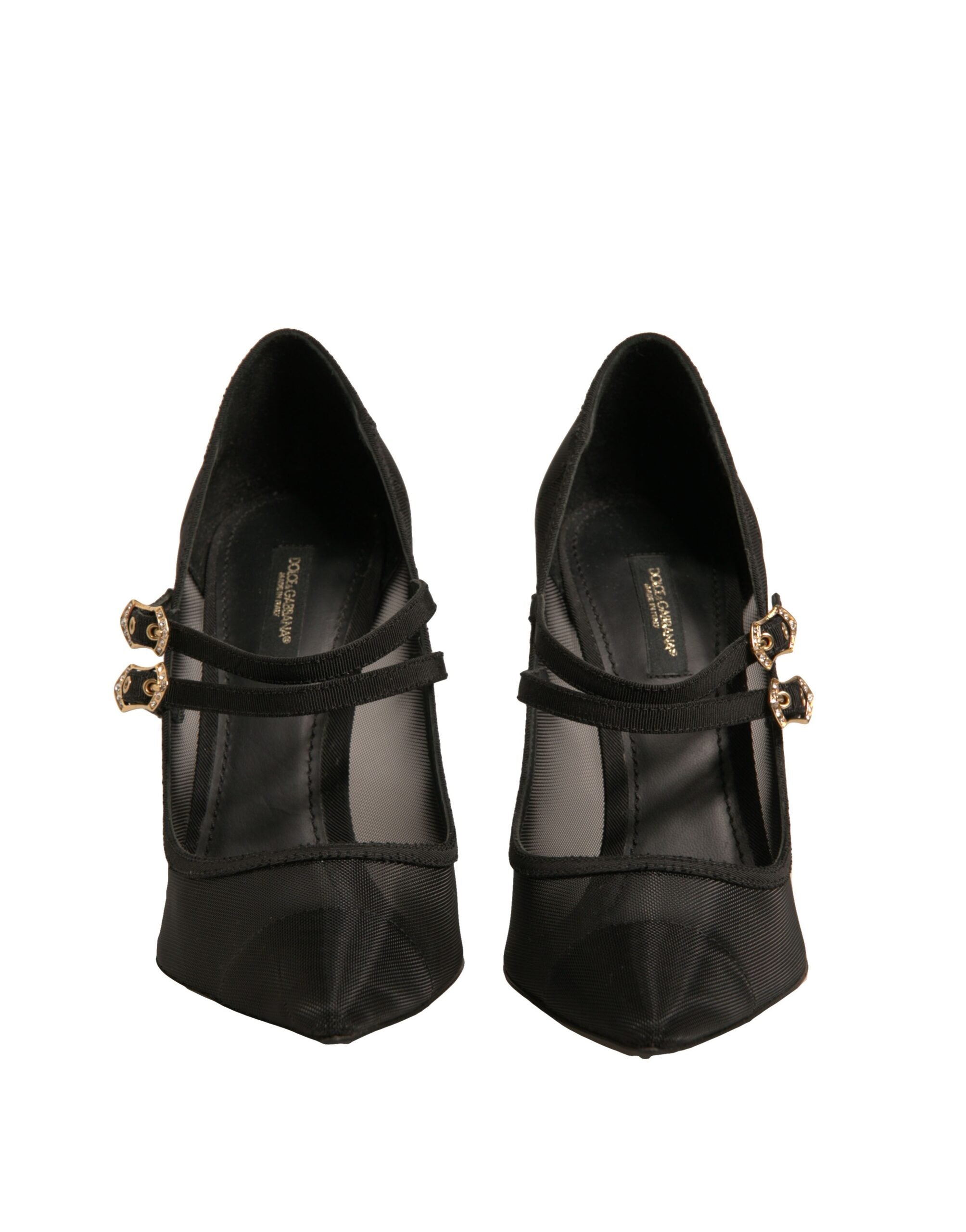 Black Mesh Mary Jane High Heels Pumps Shoes - ventzia