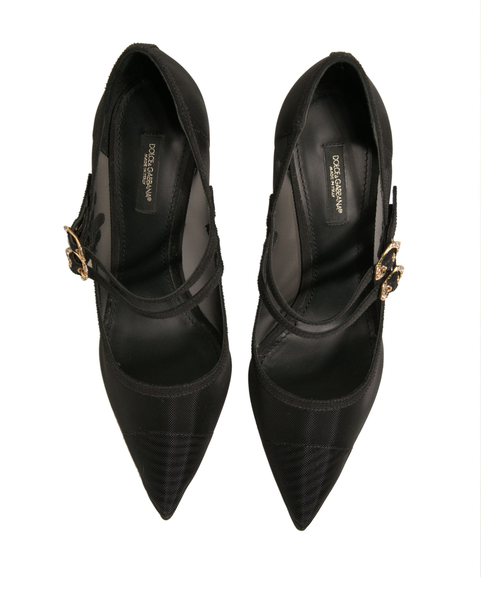 Black Mesh Mary Jane High Heels Pumps Shoes - ventzia