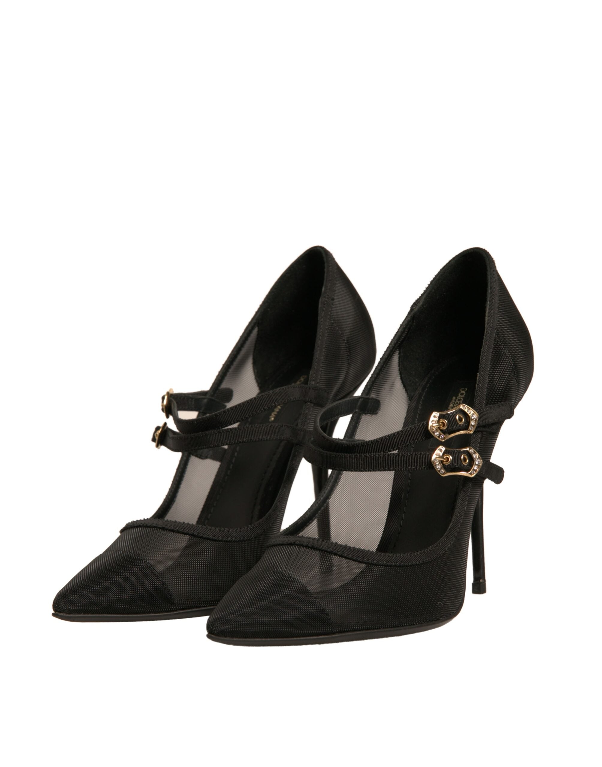 Black Mesh Mary Jane High Heels Pumps Shoes - ventzia