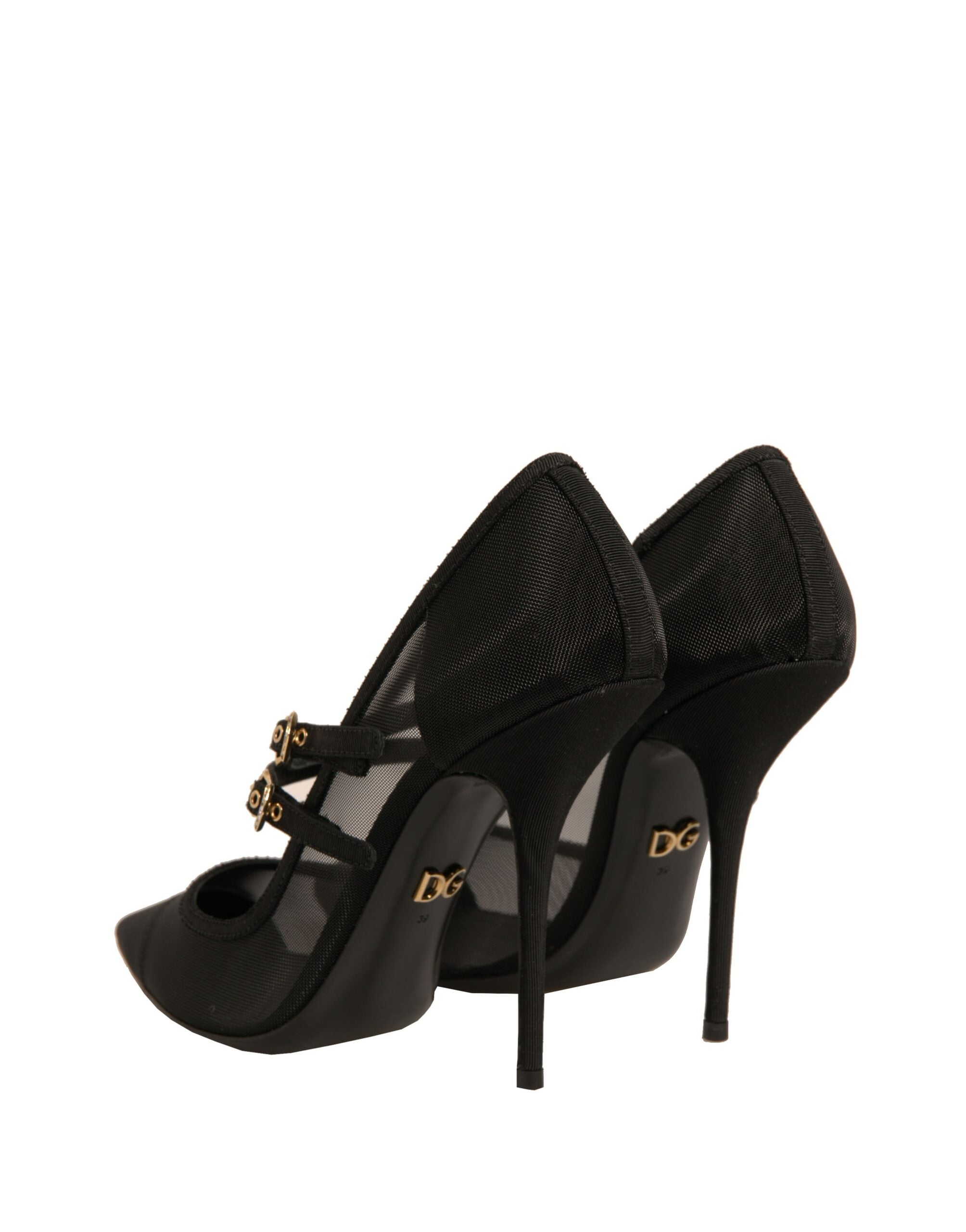 Black Mesh Mary Jane High Heels Pumps Shoes - ventzia