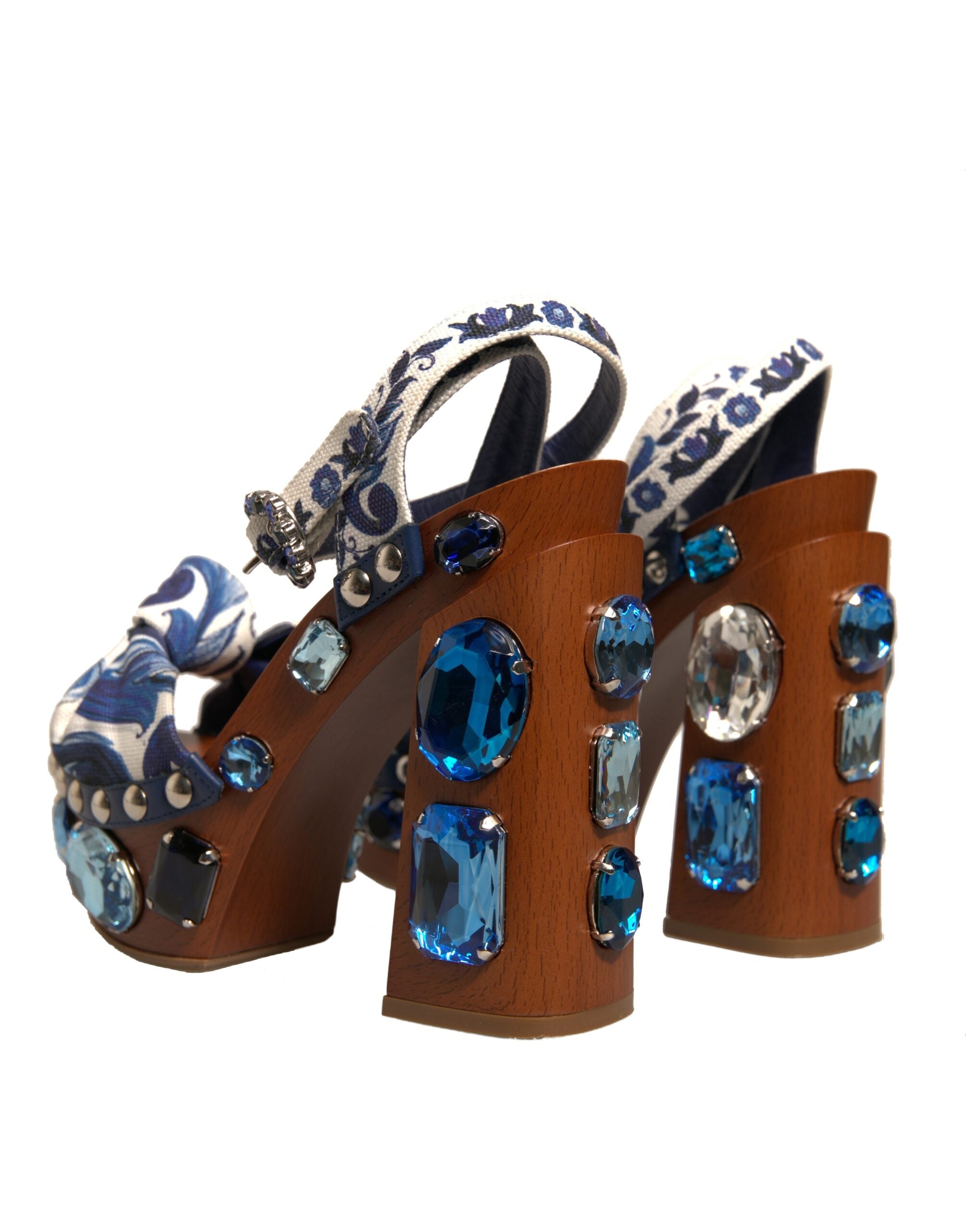 Multicolor Majolica Embellished Wedge Sandals Shoes - ventzia