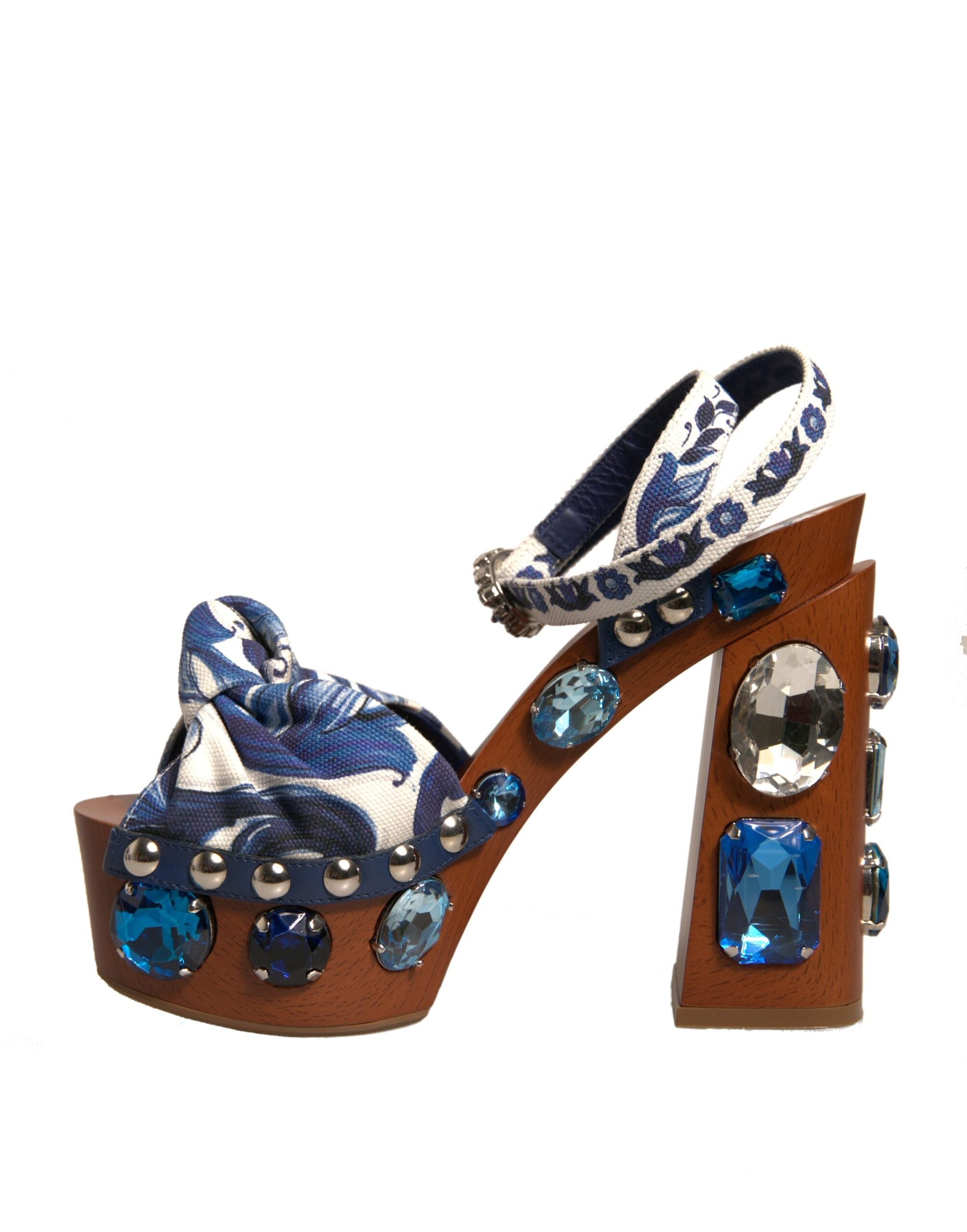 Multicolor Majolica Embellished Wedge Sandals Shoes - ventzia