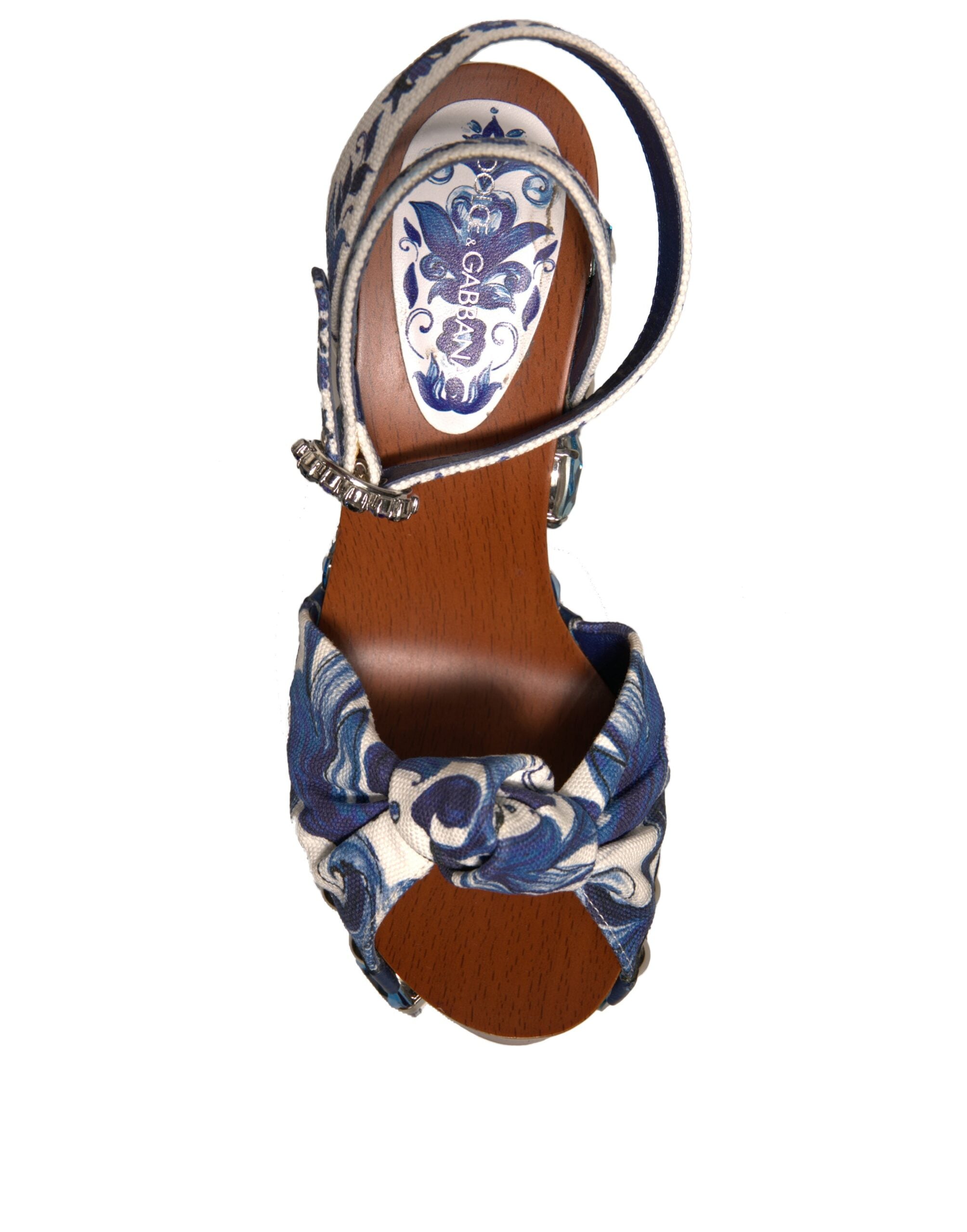 Multicolor Majolica Embellished Wedge Sandals Shoes - ventzia