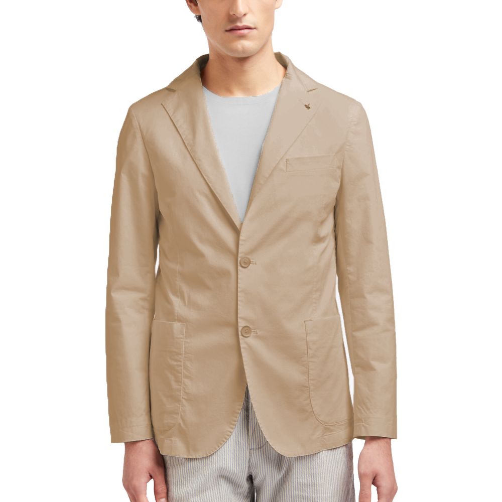 Beige Cotton Blazer - ventzia