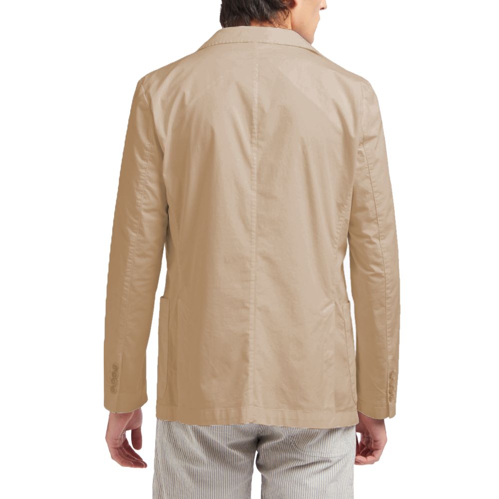 Beige Cotton Blazer - ventzia
