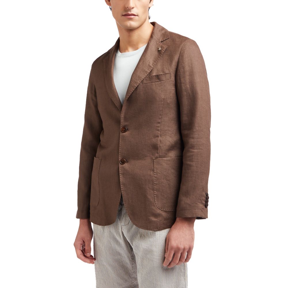 Brown Linen Blazer - ventzia