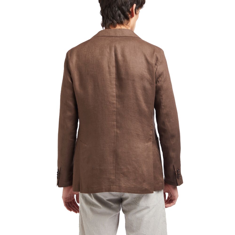 Brown Linen Blazer - ventzia