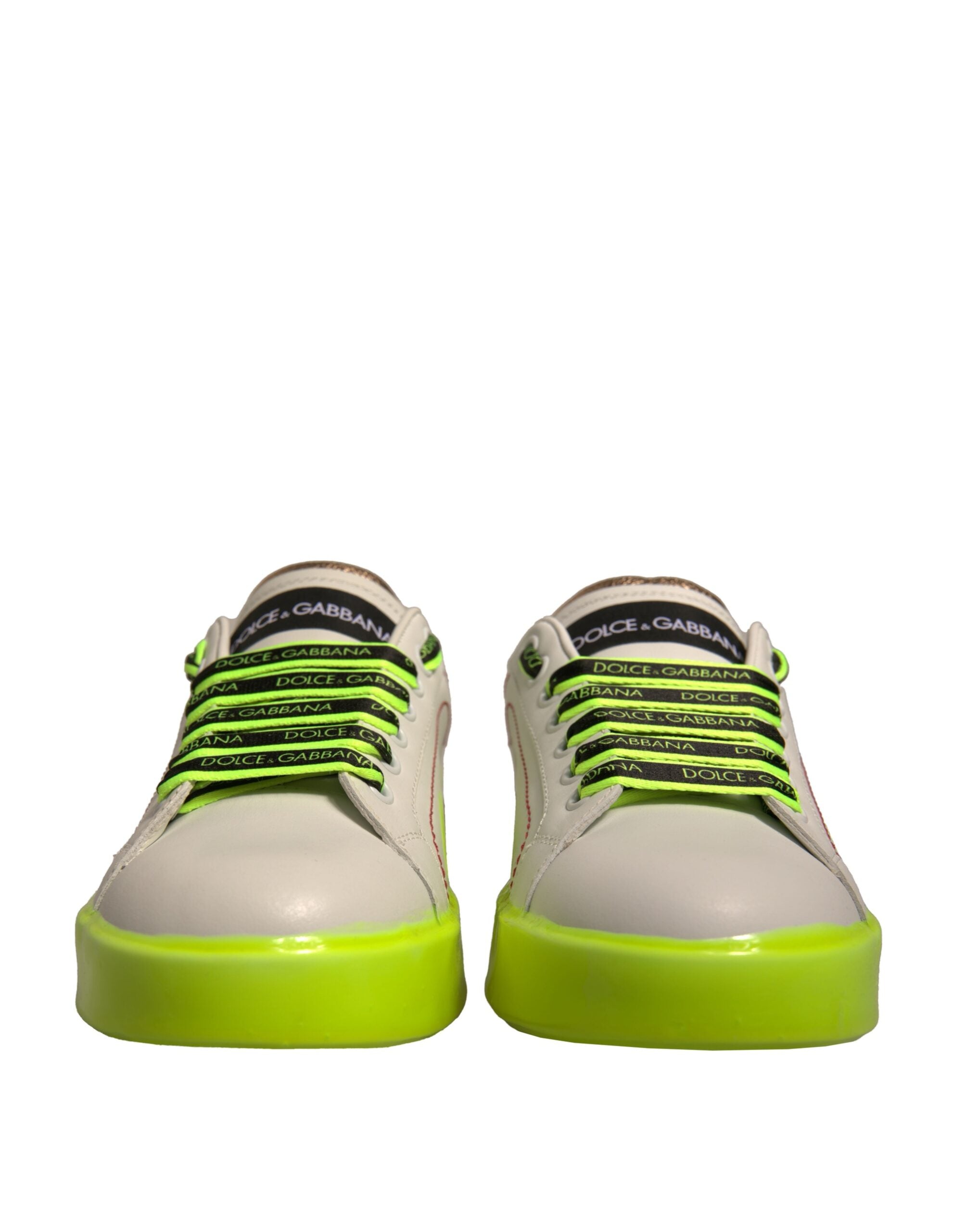 White Yellow Portofino Leather Sneakers Shoes - ventzia