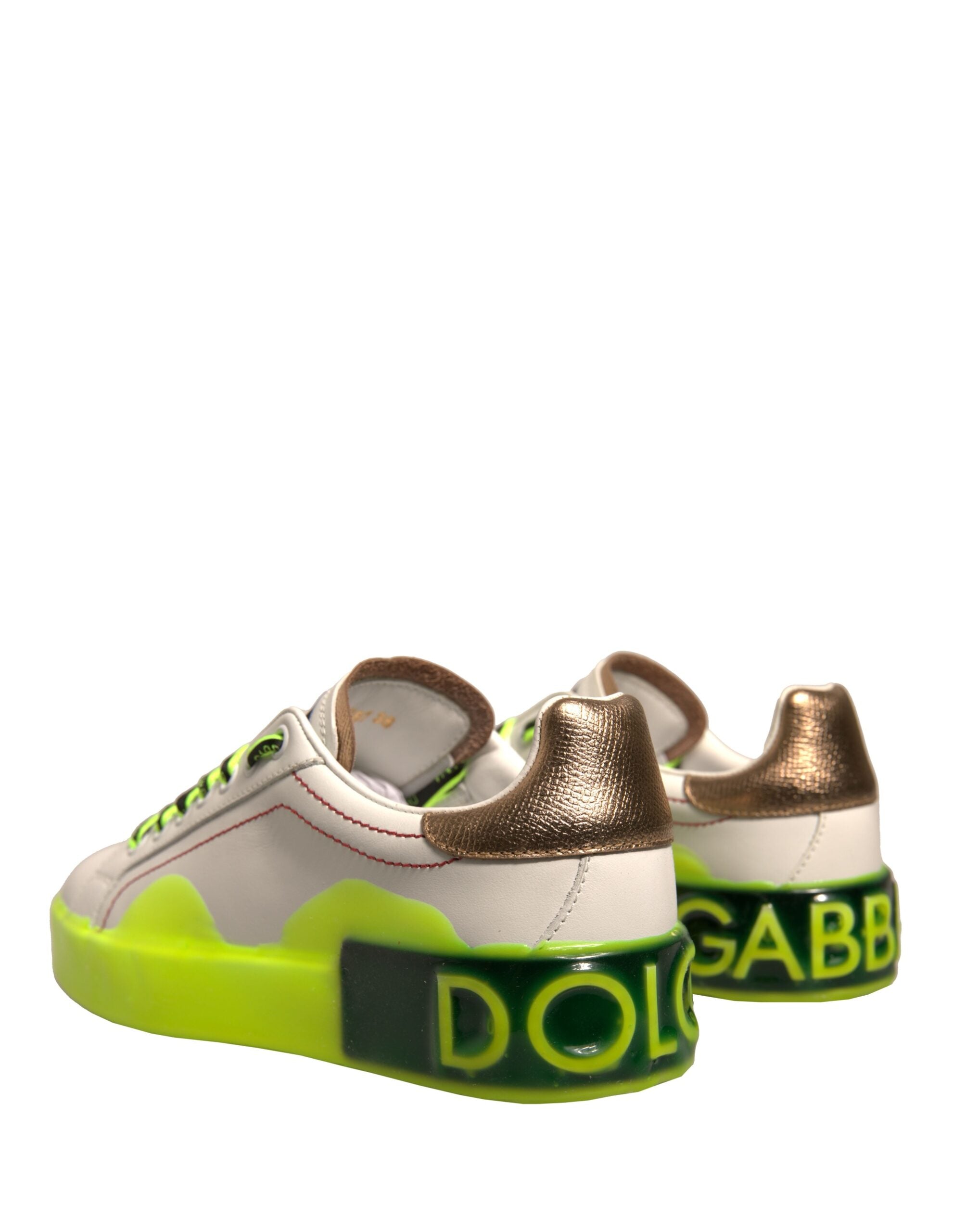 White Yellow Portofino Leather Sneakers Shoes - ventzia