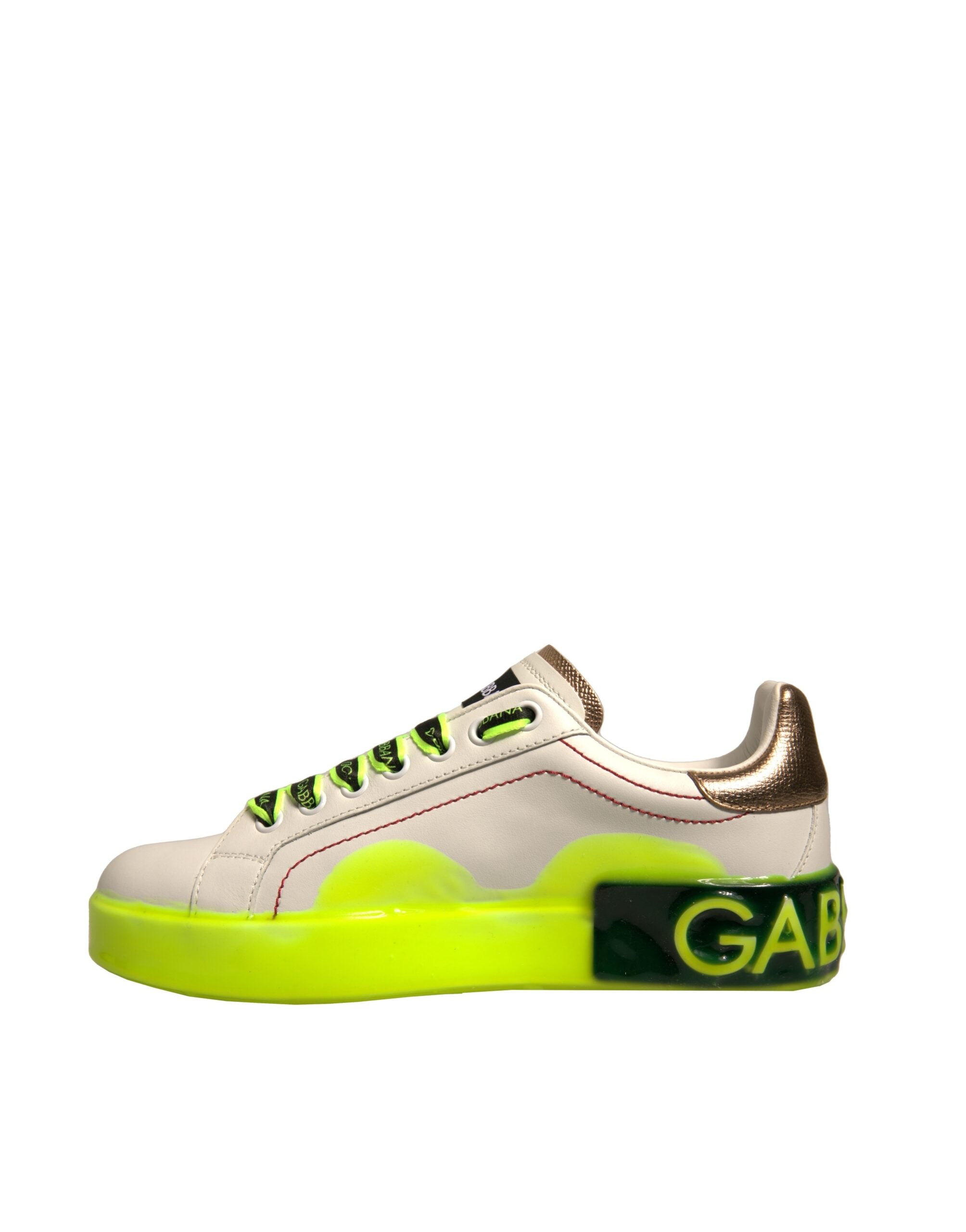 White Yellow Portofino Leather Sneakers Shoes - ventzia