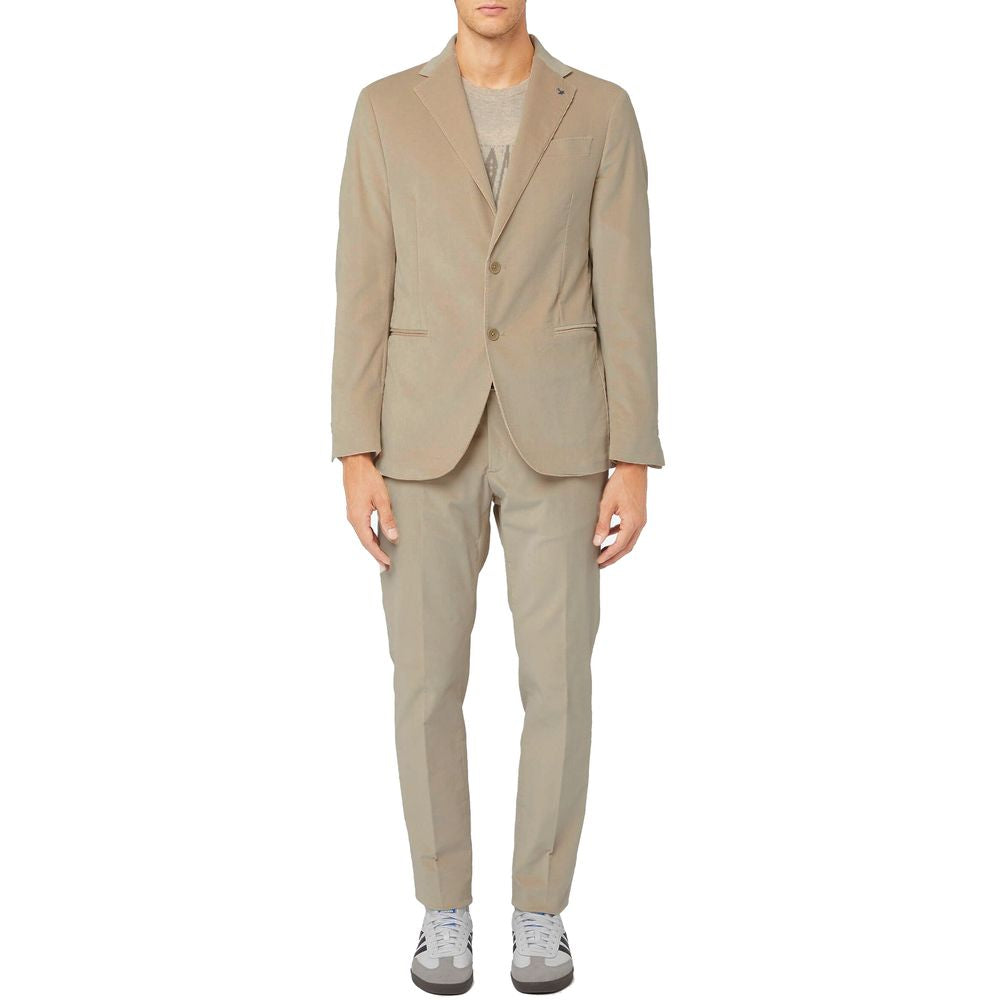 Beige Cotton Suit - ventzia