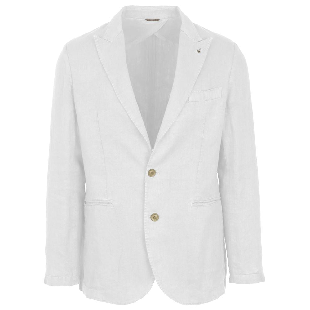 White Linen Blazer - ventzia
