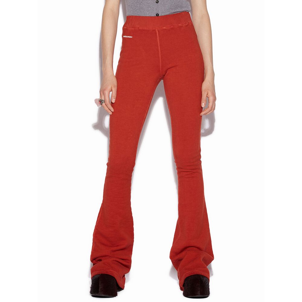 Red Cotton Flared Pant - ventzia