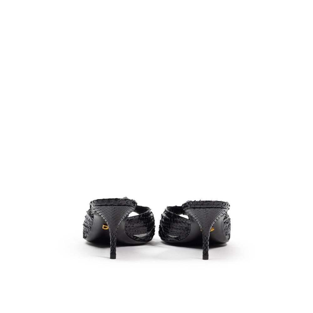 Black Snake Skin  Sandal - ventzia