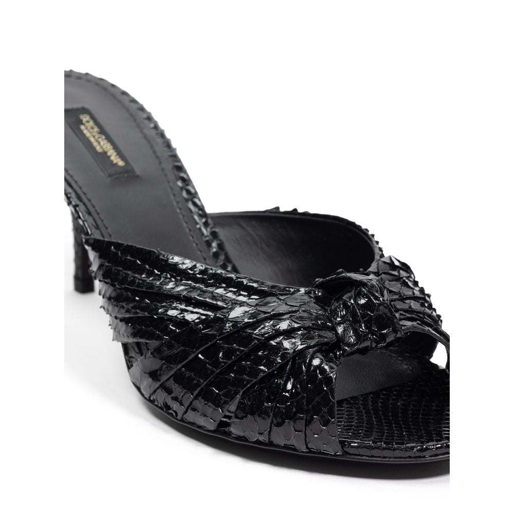 Black Snake Skin  Sandal - ventzia