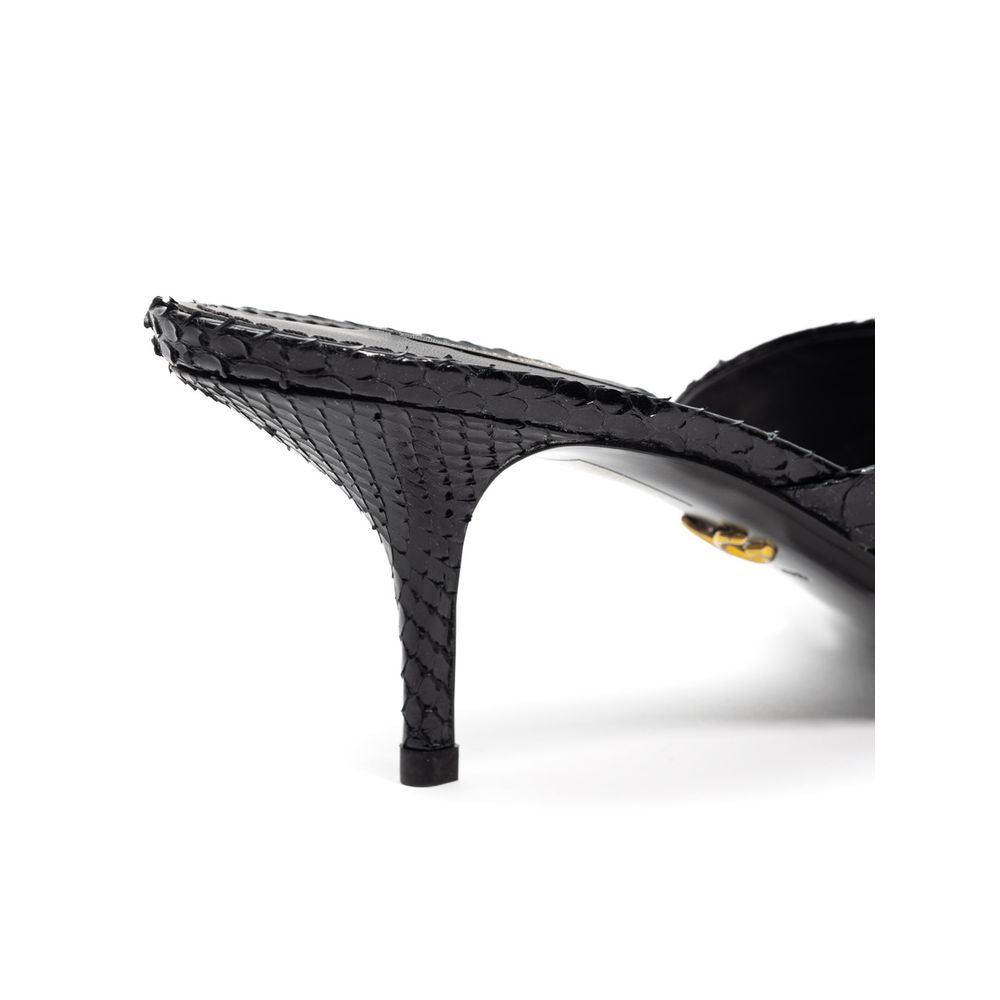 Black Snake Skin  Sandal - ventzia