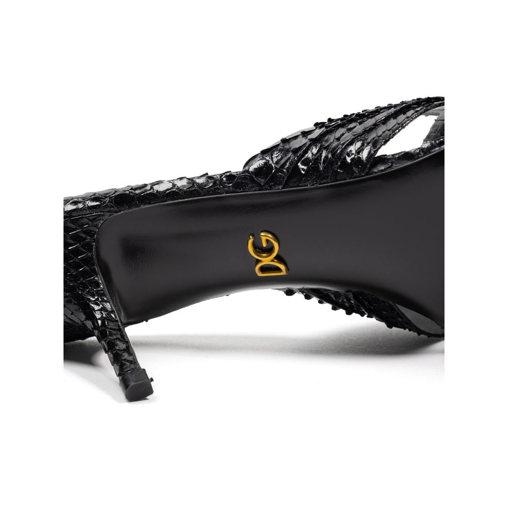 Black Snake Skin  Sandal - ventzia
