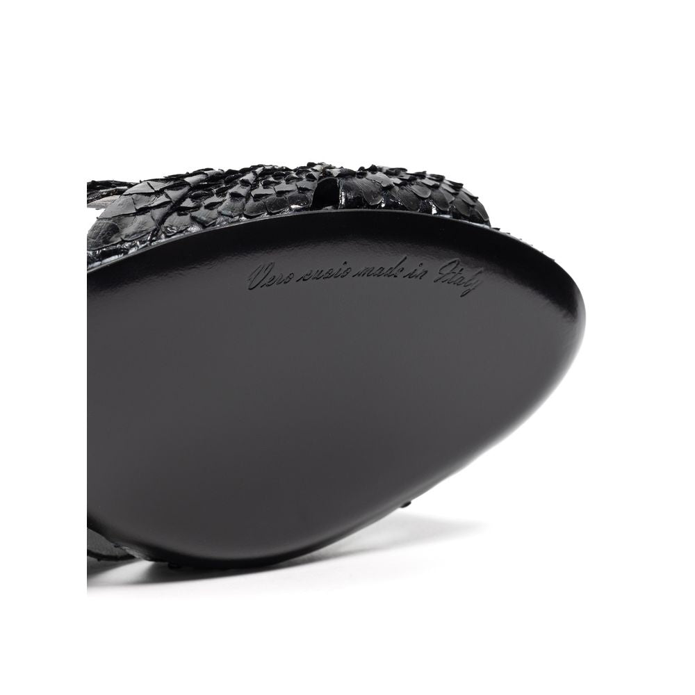 Black Snake Skin  Sandal - ventzia