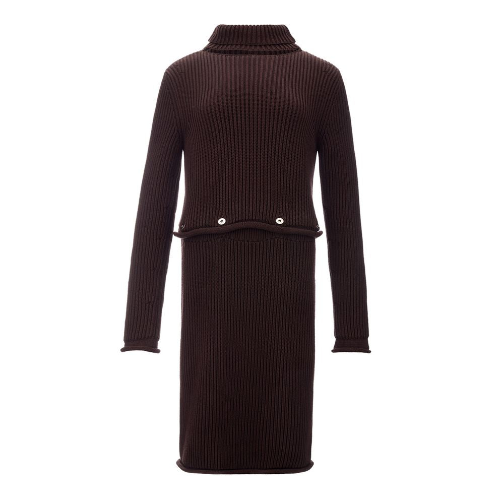 Elegant Viscose Brown Dress - ventzia