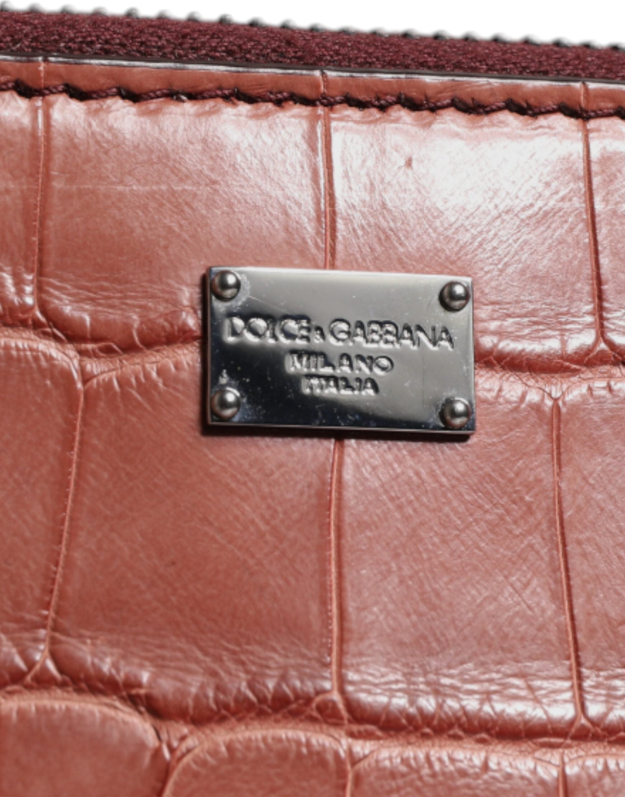 Bordeaux Croc Leather Logo Plaque Men Briefcase Bag - ventzia
