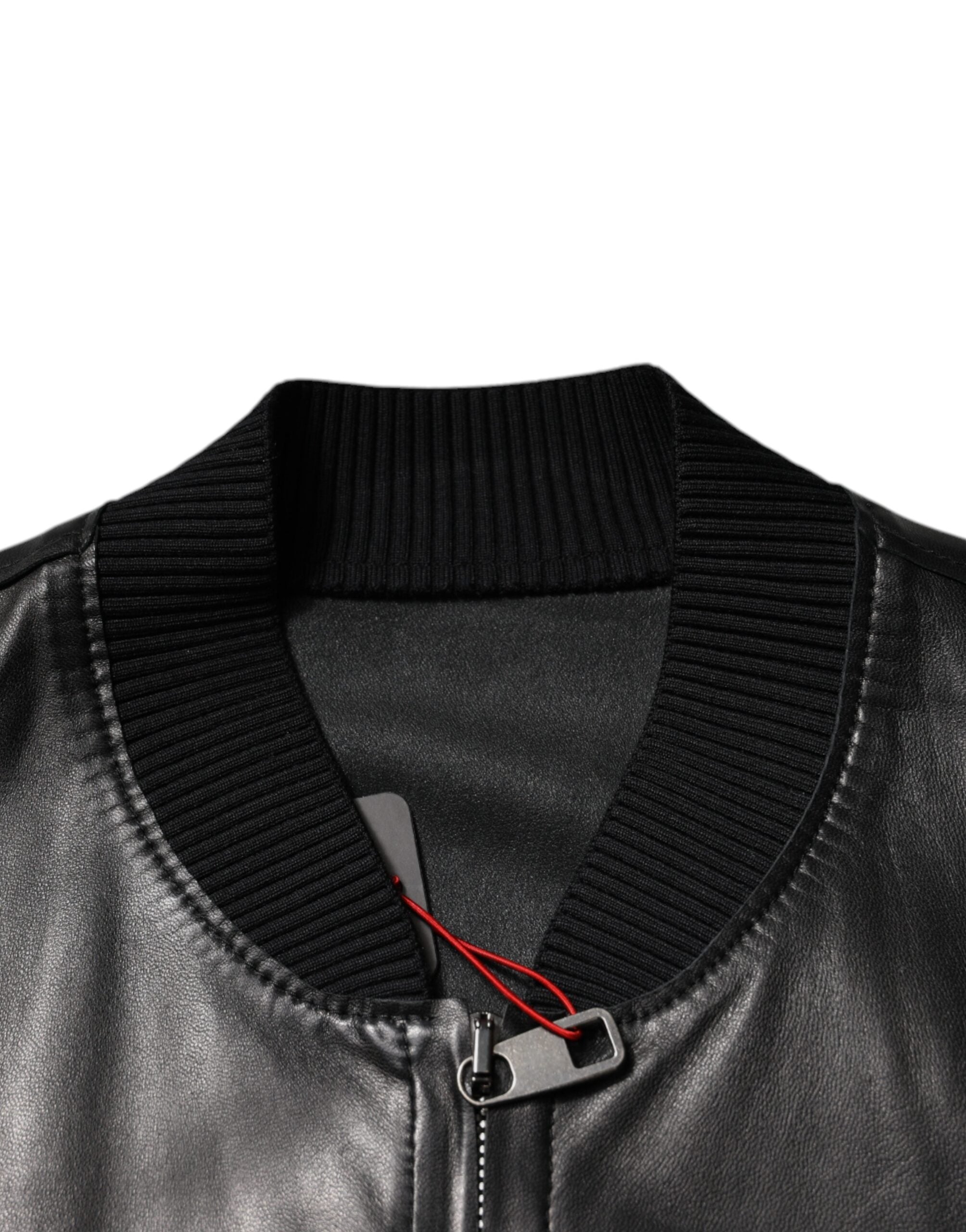 Black Lambskin Full Zip Biker Blouson Jacket - ventzia