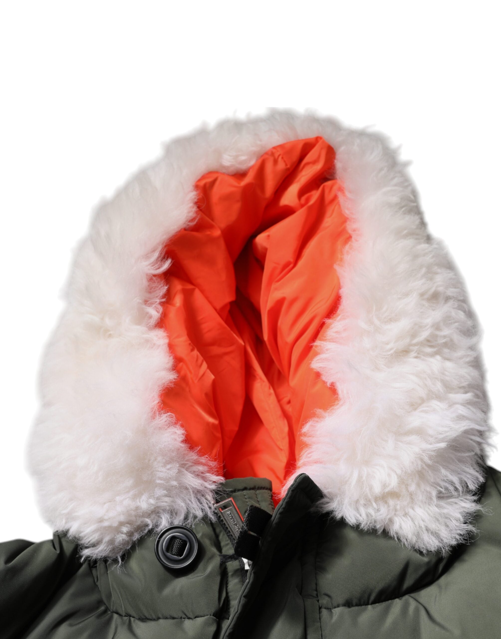 Green Hooded Long Sleeves Fur Shearling Jacket - ventzia
