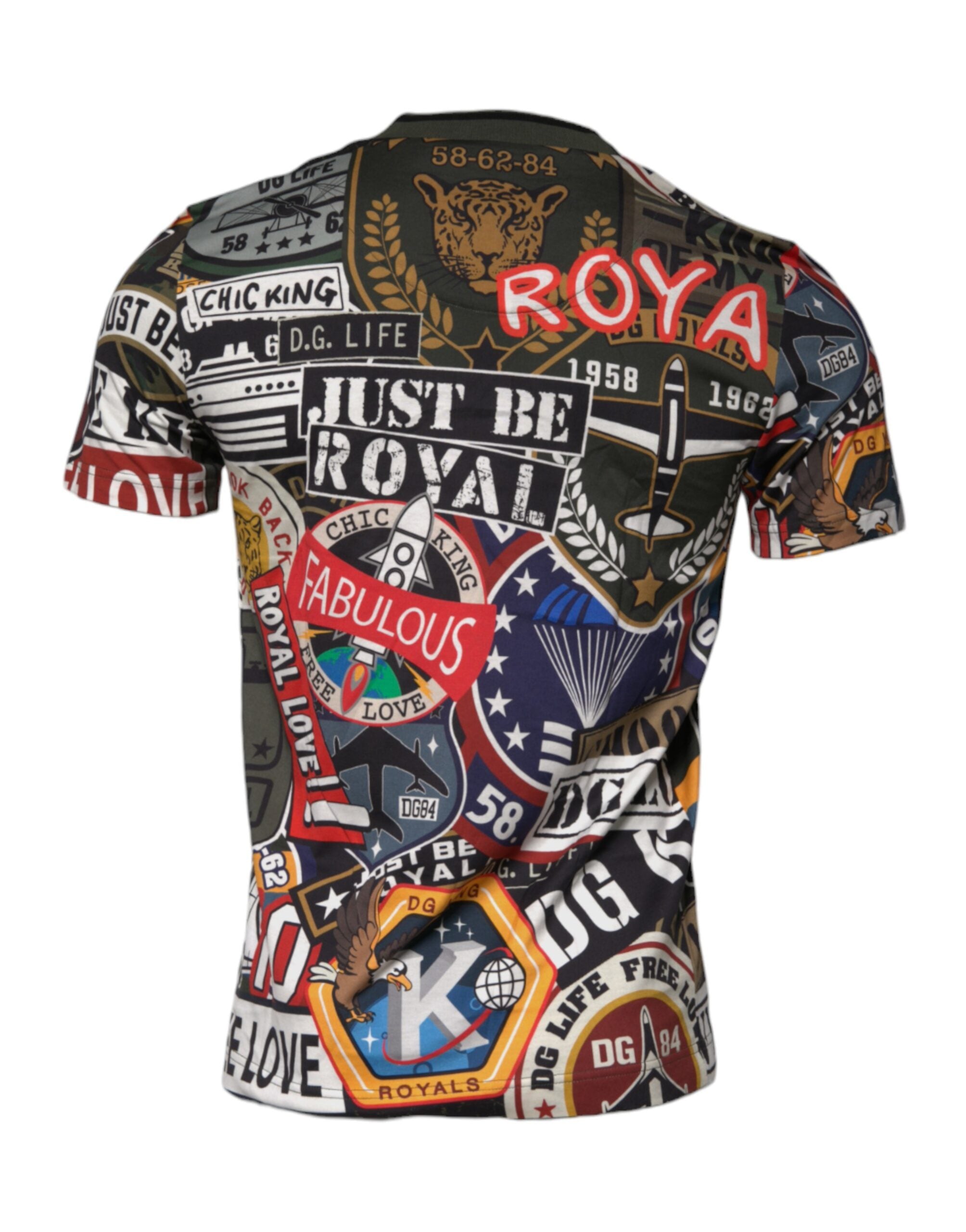 Multicolor Graphic Print Cotton Crew Neck T-shirt - ventzia