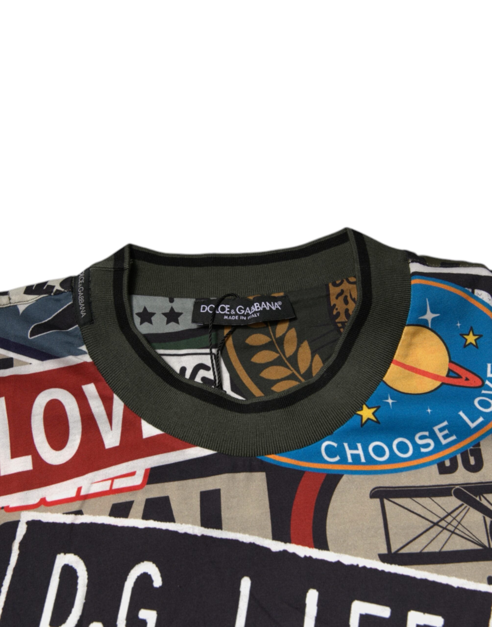 Multicolor Graphic Print Cotton Crew Neck T-shirt - ventzia