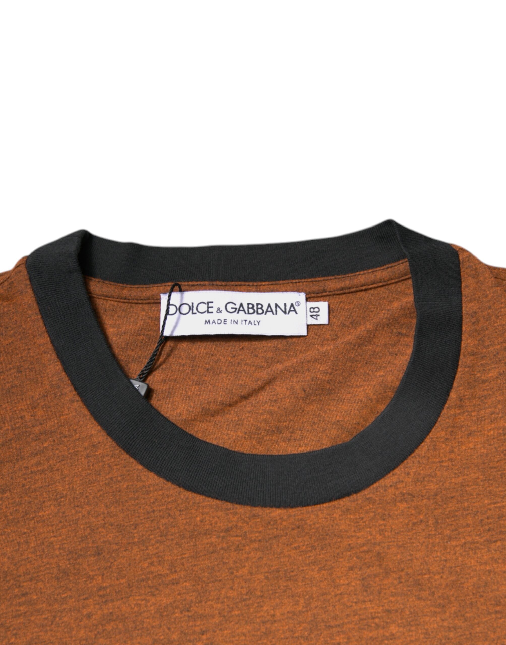 Brown DG Logo Polyester Crew Neck T-shirt - ventzia