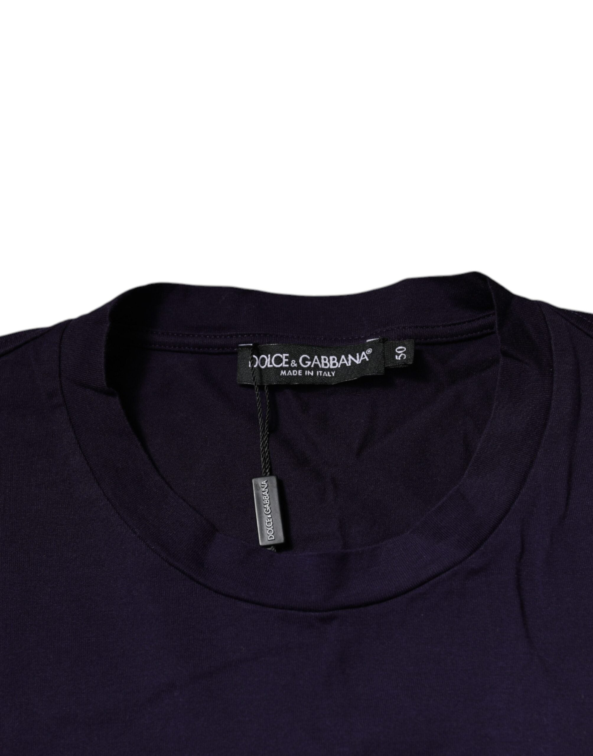 Purple DG Logo Cotton Crew Neck T-shirt - ventzia