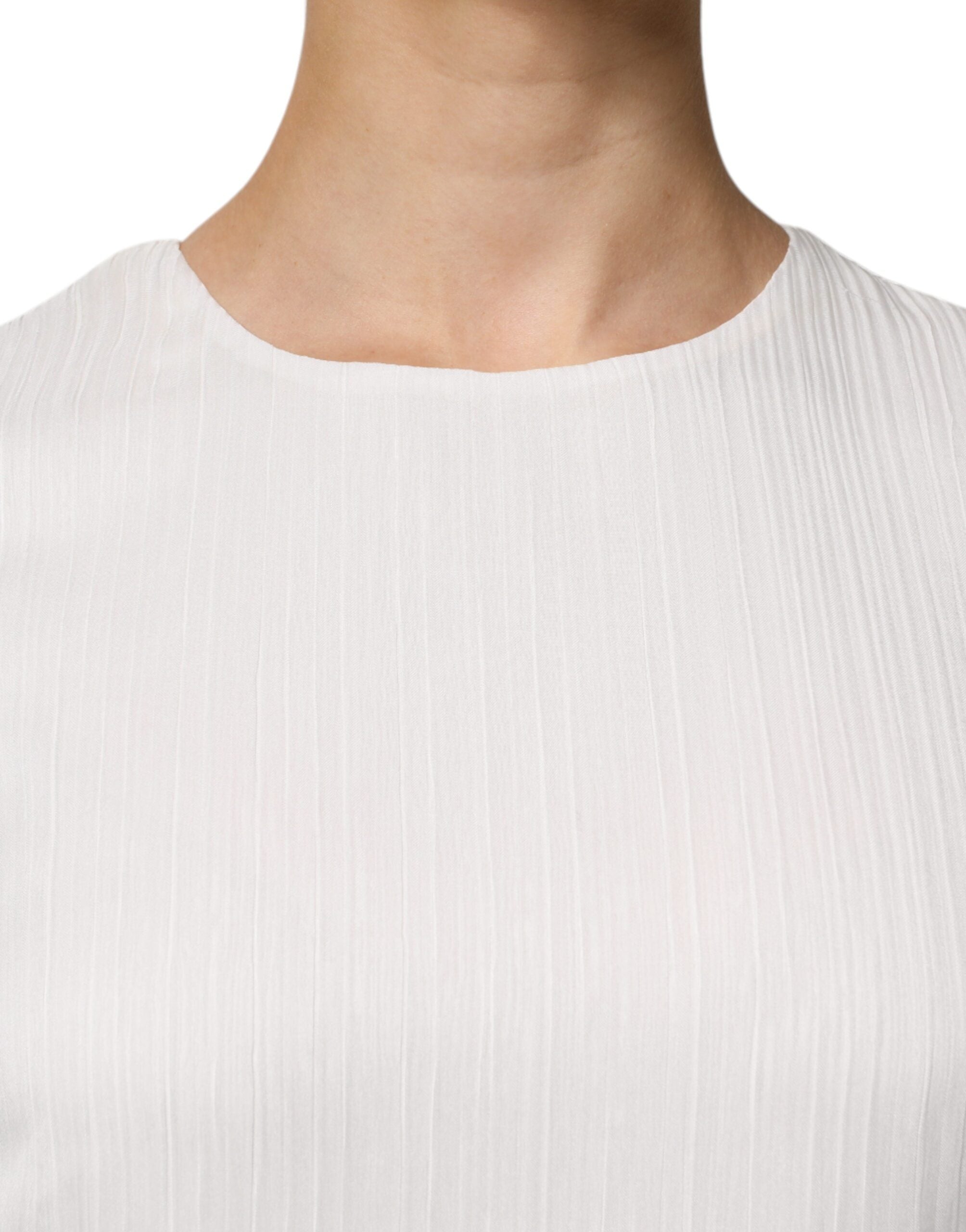 White Sleeveless Round Neck Shift Long Maxi Dress - ventzia