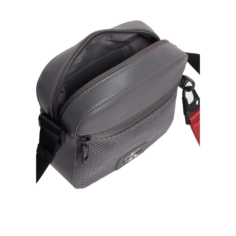 Gray Recycled Polyester Messenger Bag - ventzia