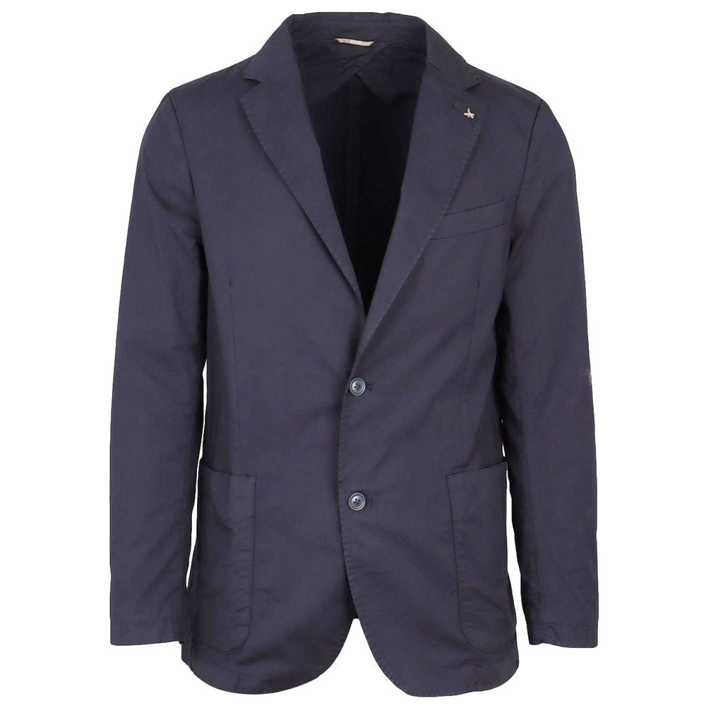 Blue Cotton Women Blazer - ventzia