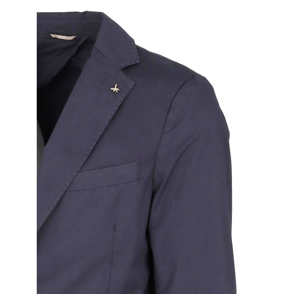 Blue Cotton Women Blazer - ventzia