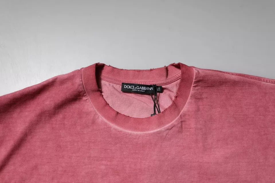 Pink Logo Print Cotton Crew Neck T-shirt - ventzia