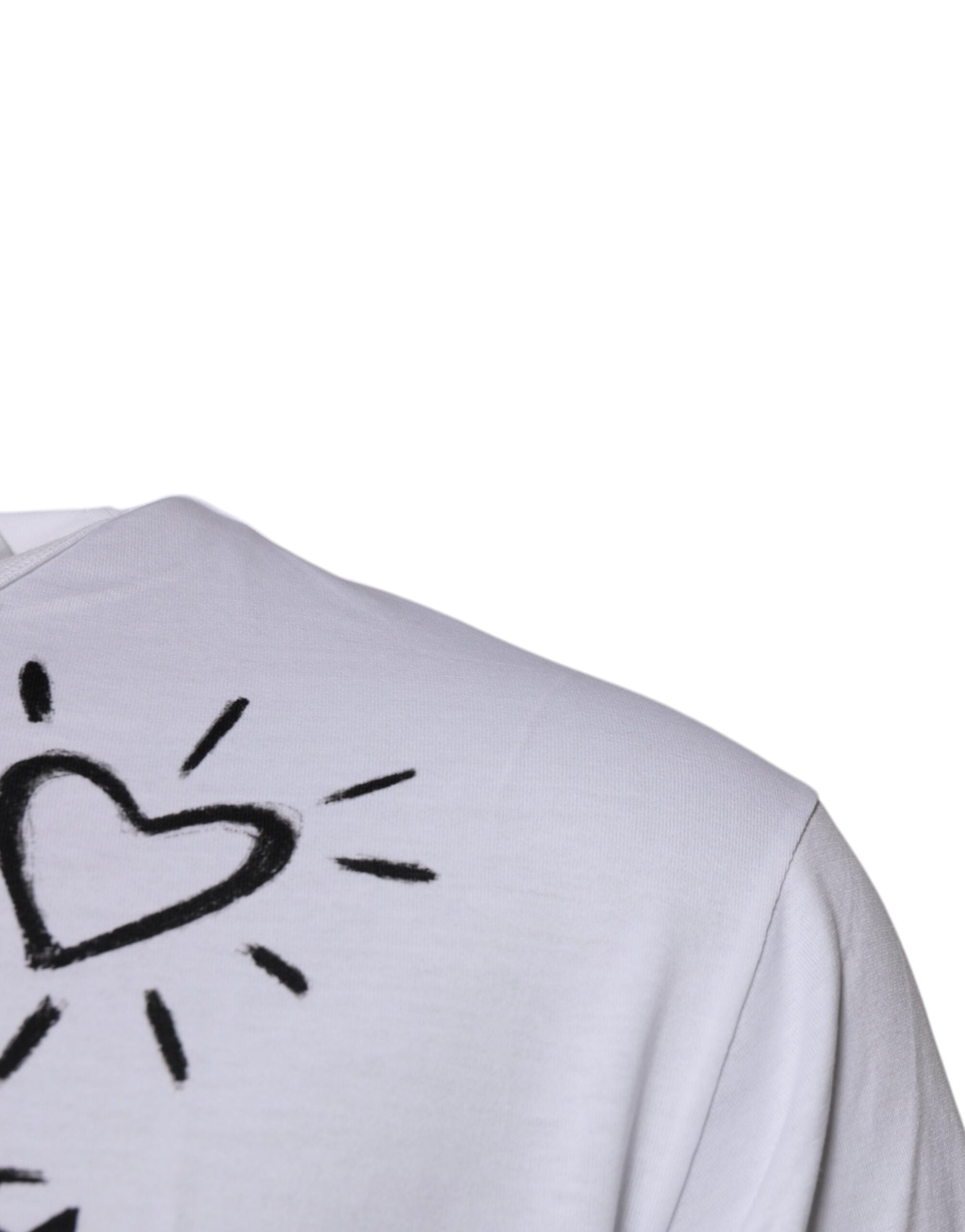 White Floral Print Cotton Crew Neck T-shirt - ventzia