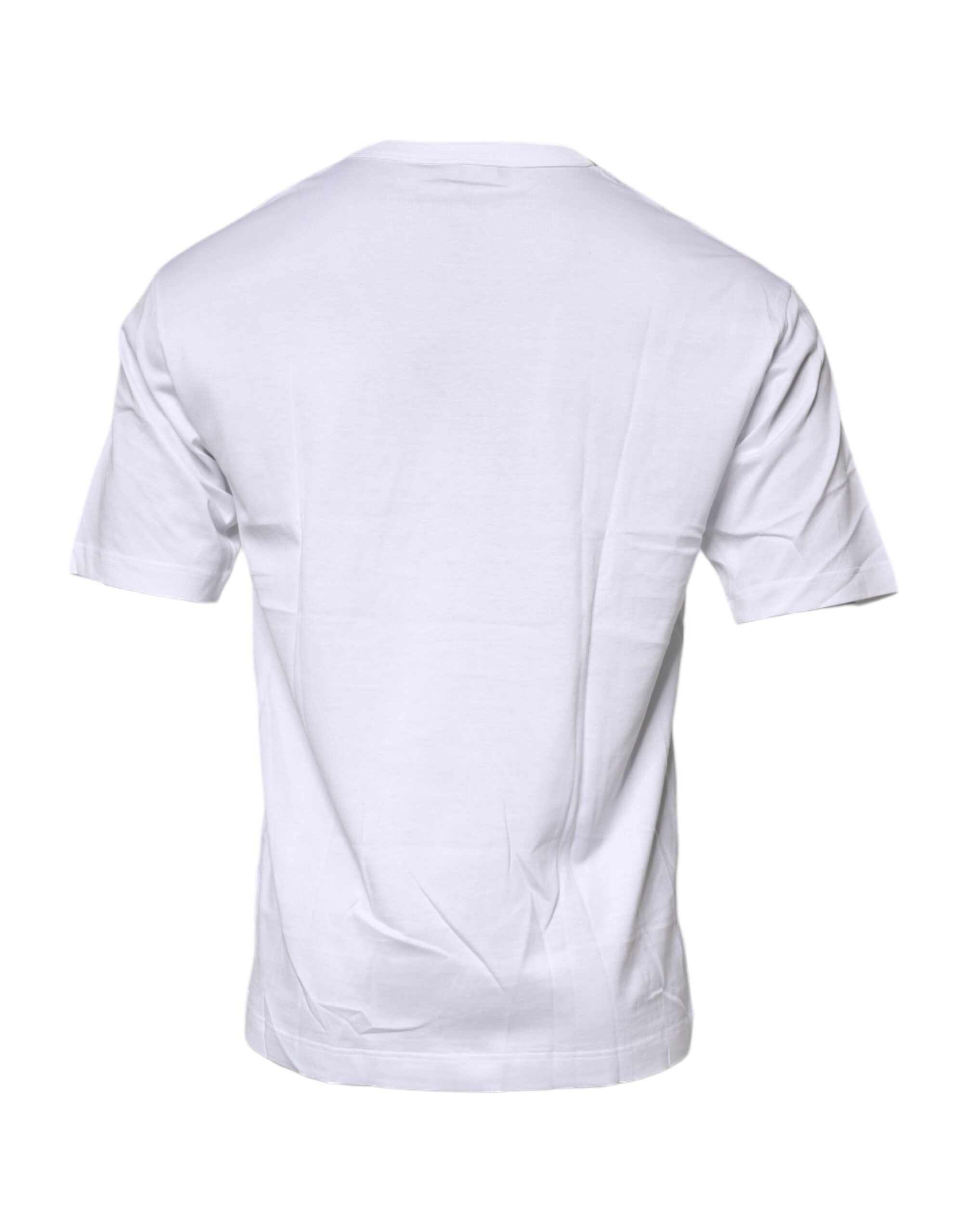 White Floral Print Cotton Crew Neck T-shirt - ventzia